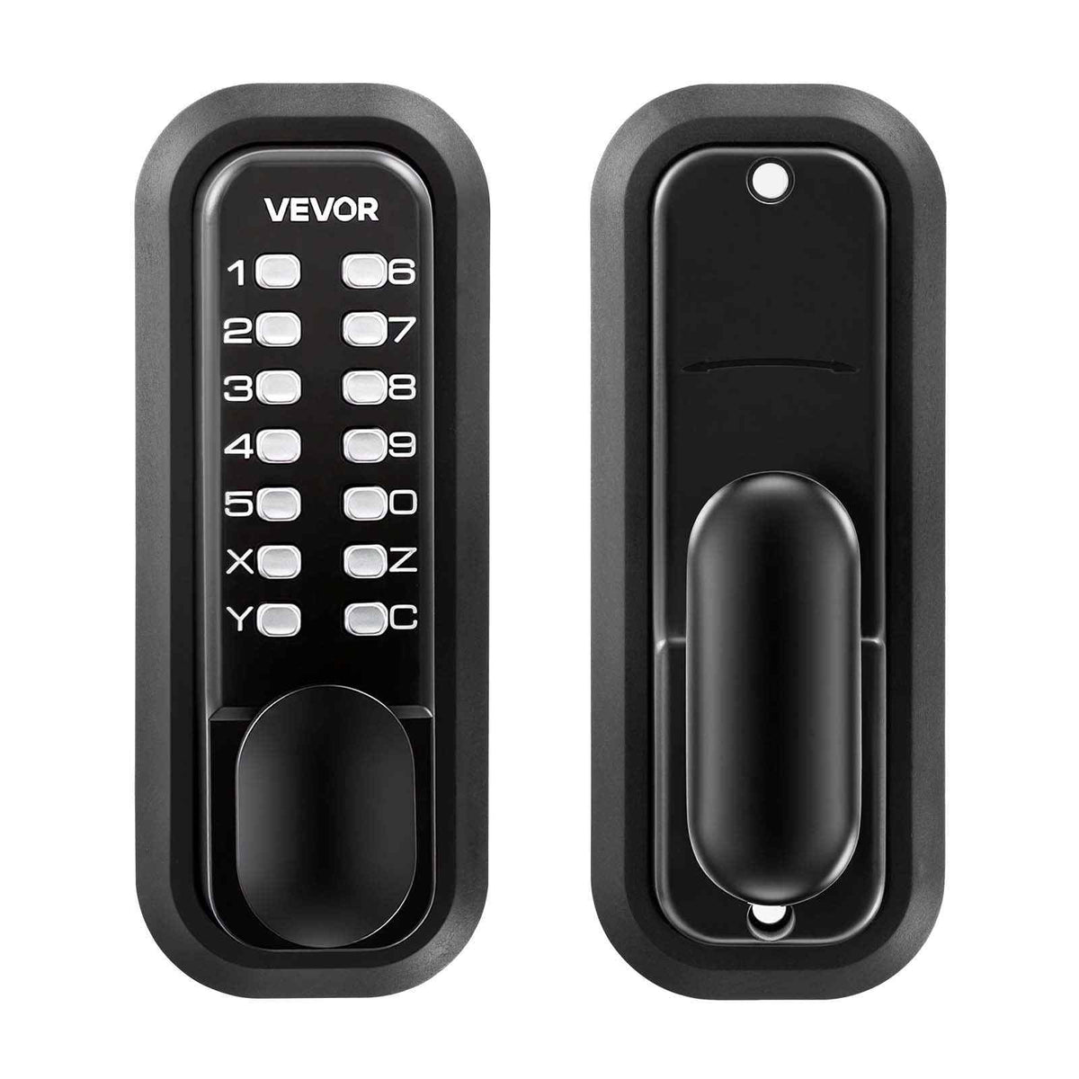 Mechanical Keyless Entry Door Lock, 2.0 Code Upgrade, 4-7 Digits Code, Single-Sided Push Button Combination Mechanical Keypad Door Knob, Auto Locking, for Garden Gates, Indoor or Outdoor, Black
