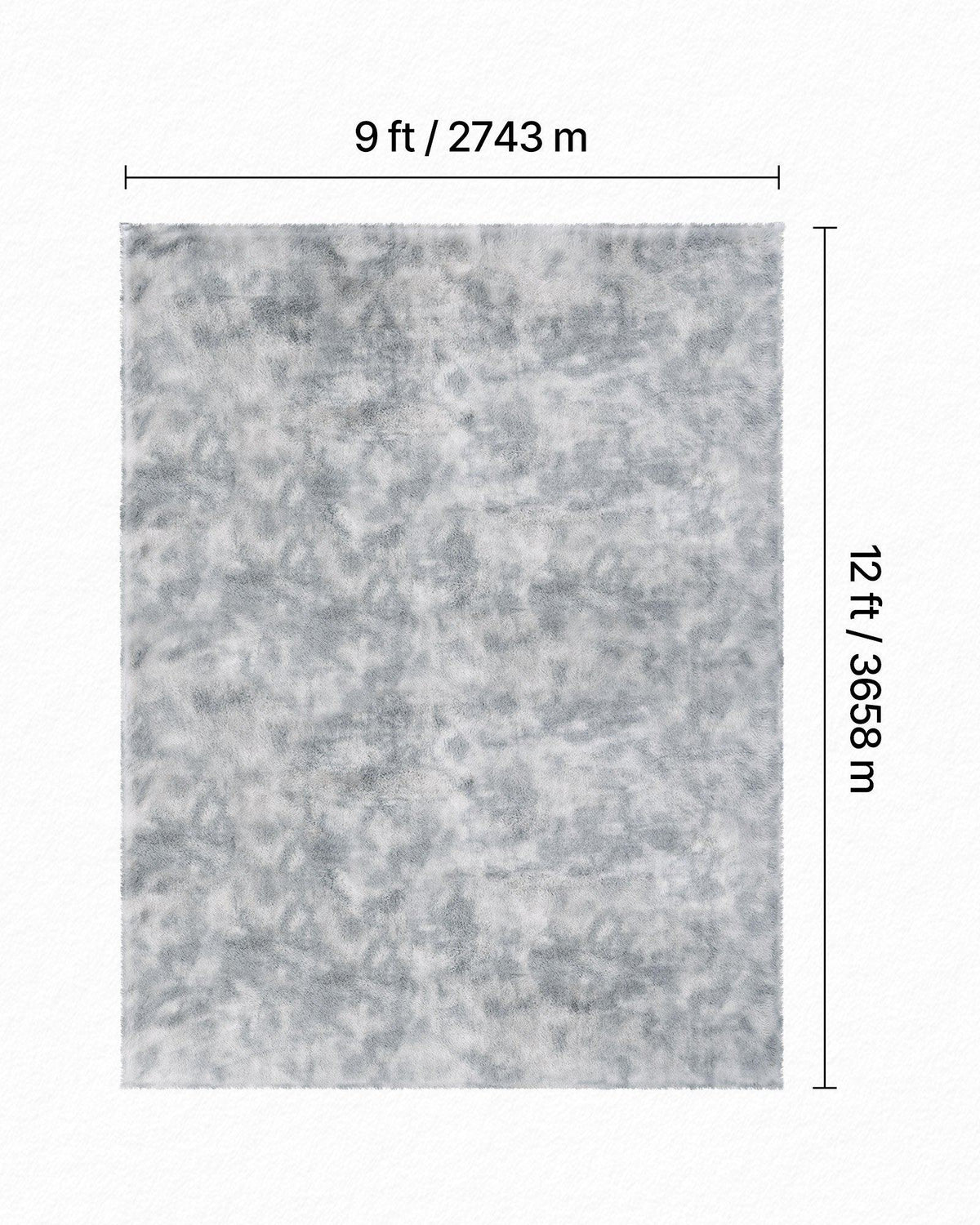 Indoor Plush Area Rugs, 9 x 12 ft Soft Plush Carpet, Furry Shag Area Rugs for Living Room, Bedroom, Modern Home Decor Aesthetic Long-Pile Rug, Non-Shedding, Slip-Resistant, Tie-Dye Light Gray