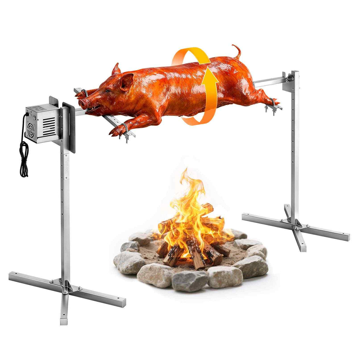 Rotisserie Grill AC120V 8 Level Height Electric Rotisserie Grill Kit, BBQ Grills Rotisseries Kit with 88 lbs Load Capacity, 38W Motor, Stainless Steel Automatic Grilling Kits for Parties