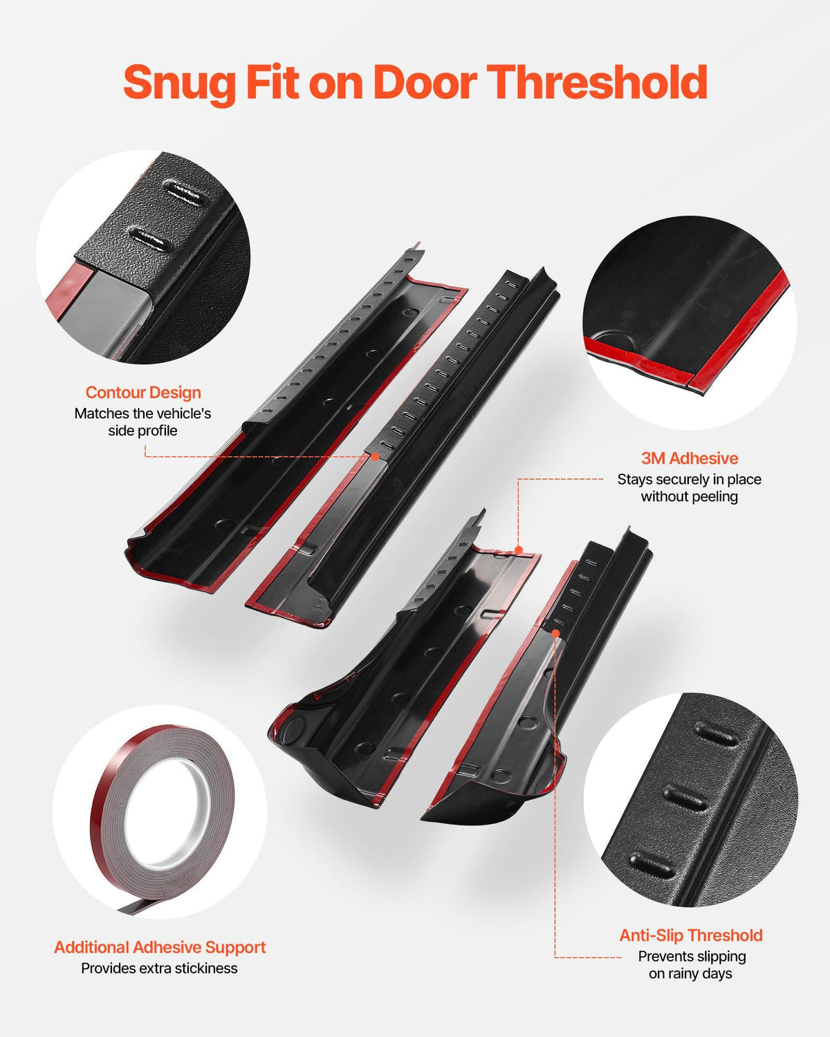 Rocker Panel Guard, 4-Piece Set Compatible with 2014-2018 Chevrolet Silverado 1500 Extended Cab, Replacement for 14068 Trail Armor Side Skirts Extension Body Kit, Driver Side, 3M Adhesive, Black