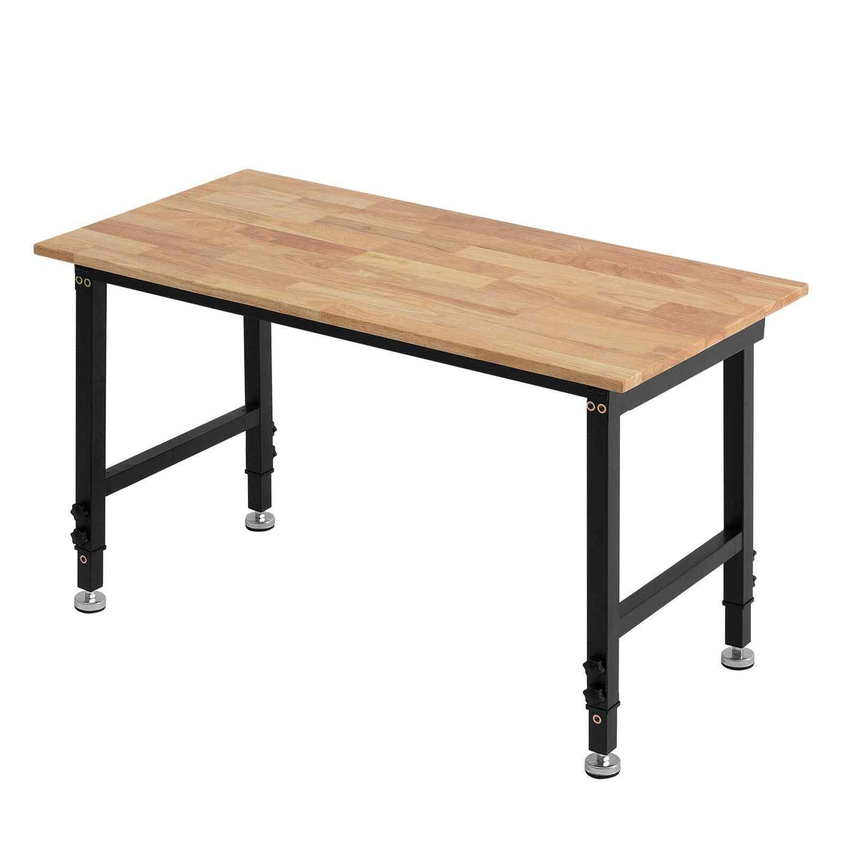 Adjustable Workbench, 1500 lbs Capacity, 48 x 24 Inch Oak Wood Top Workbench with 26.3-40.2 Inch Height Adjustment, Heavy-Duty Hardwood Worktable for Garage, Workshop, Home, Office, Commercial