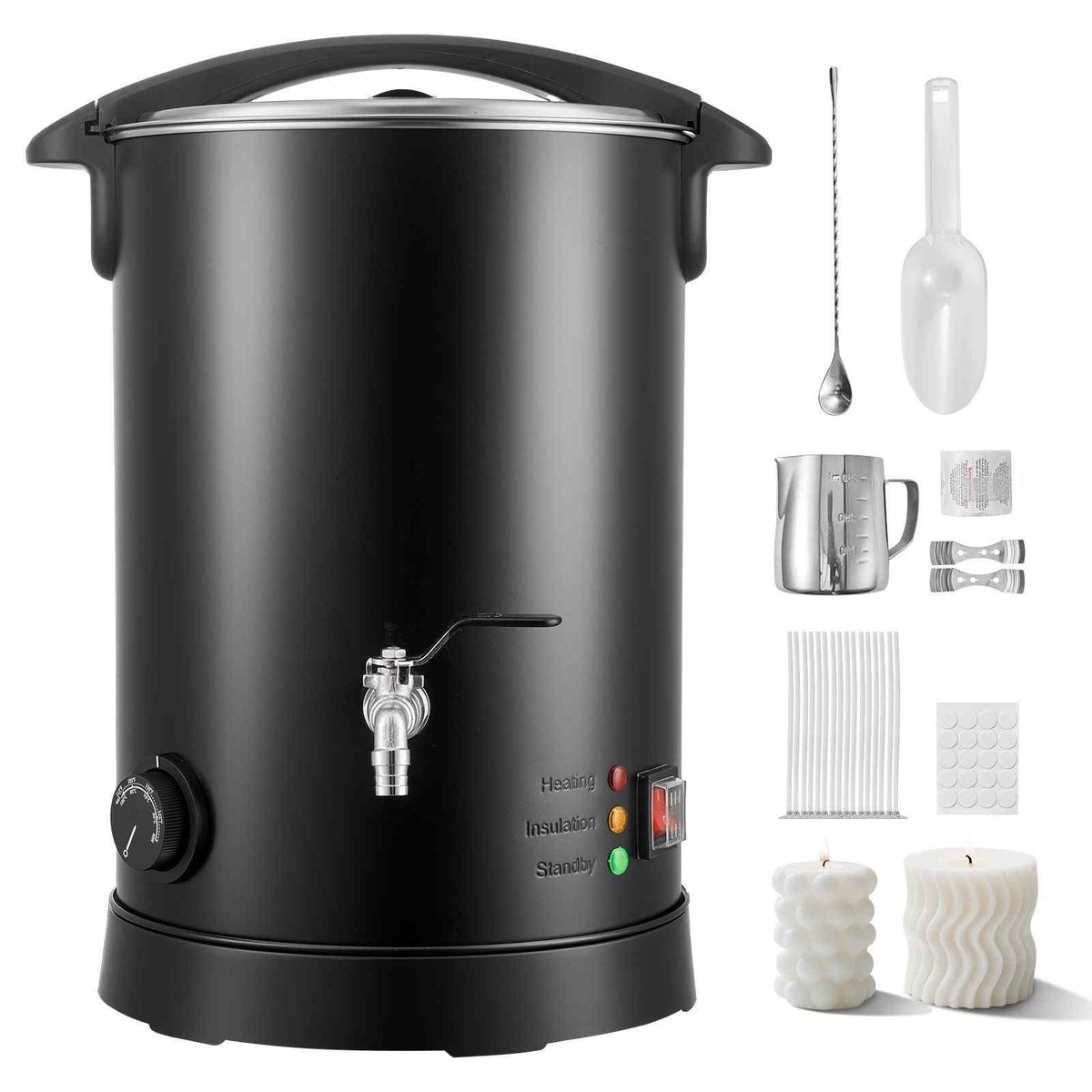 Wax Melter for Candle Making, 10.6 Qts, Fast and Even Heating, with Easy Pour Spout and Temperature Control, Hourglass Base for Non-Stick Smooth Flow, Wax Melting Pot for Making Candles Soaps