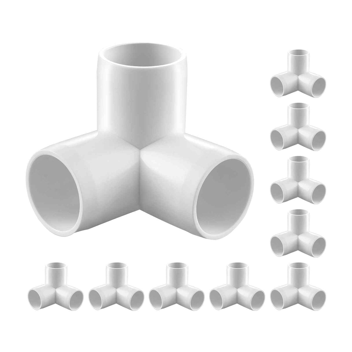3-Way PVC Fittings, 1-inch PVC Pipe Joints Elbow Connector, 10-Pack Furniture Grade PVC Tee Fittings for DIY Storage Rack, Animal Cage, Pool or Garden Support Frame, Impact & Weather-Resistant