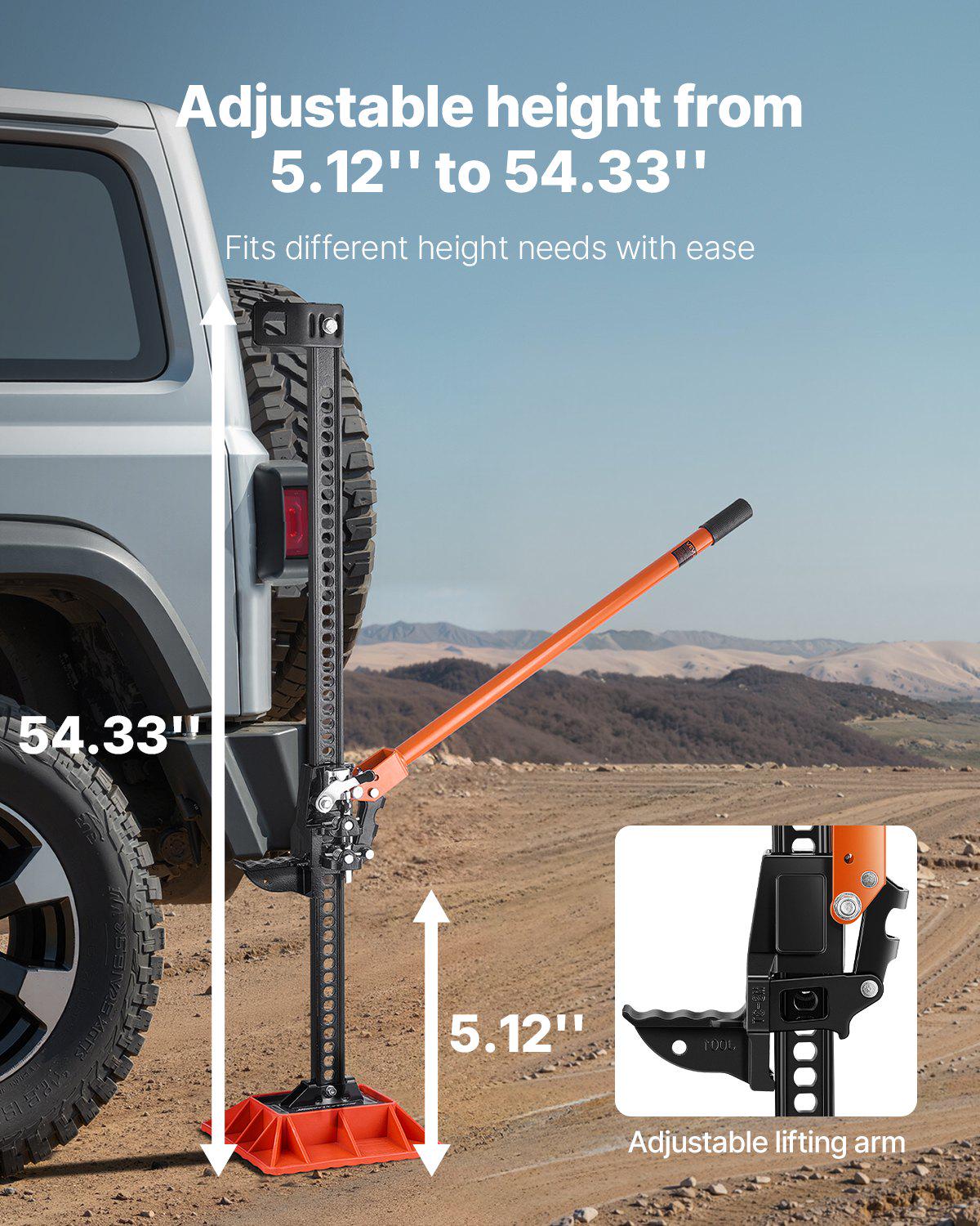 Farm Jack with Base, 60" Utility High Lift Farm Jack, 3.18 Ton (7,000 lbs) Capacity Ratcheting Off Road Utility Jacks, Heavy-Duty Lift Jacks with 5.12"-54.33" Lifting Range for Tractor, Truck, SUV