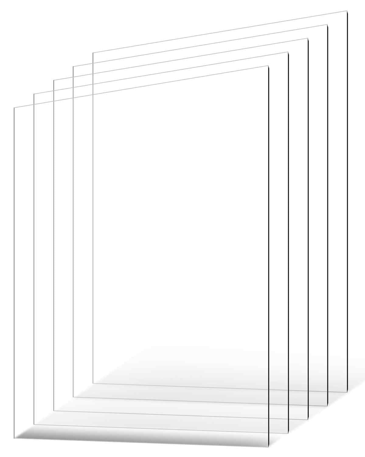 PET/Plexiglass Sheets, 5-Pack Plastic Sheet, 24 x 36 Inch 0.04 Inch Thick Transparent Clear Flexible Plastic Panels for Craft, Replacement Picture Frame Glass, DIY Display Project, Easy to Cut