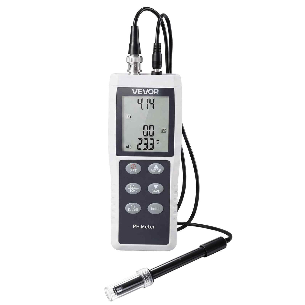 pH Meter, 0-14 pH Range, IP68 Waterproof Probe, 3-Point Auto Calibration, Portable Tester Kit with Calibration Powder Packets, Temperature Probe, Carrying Case, for Drinking Water, Hydroponics