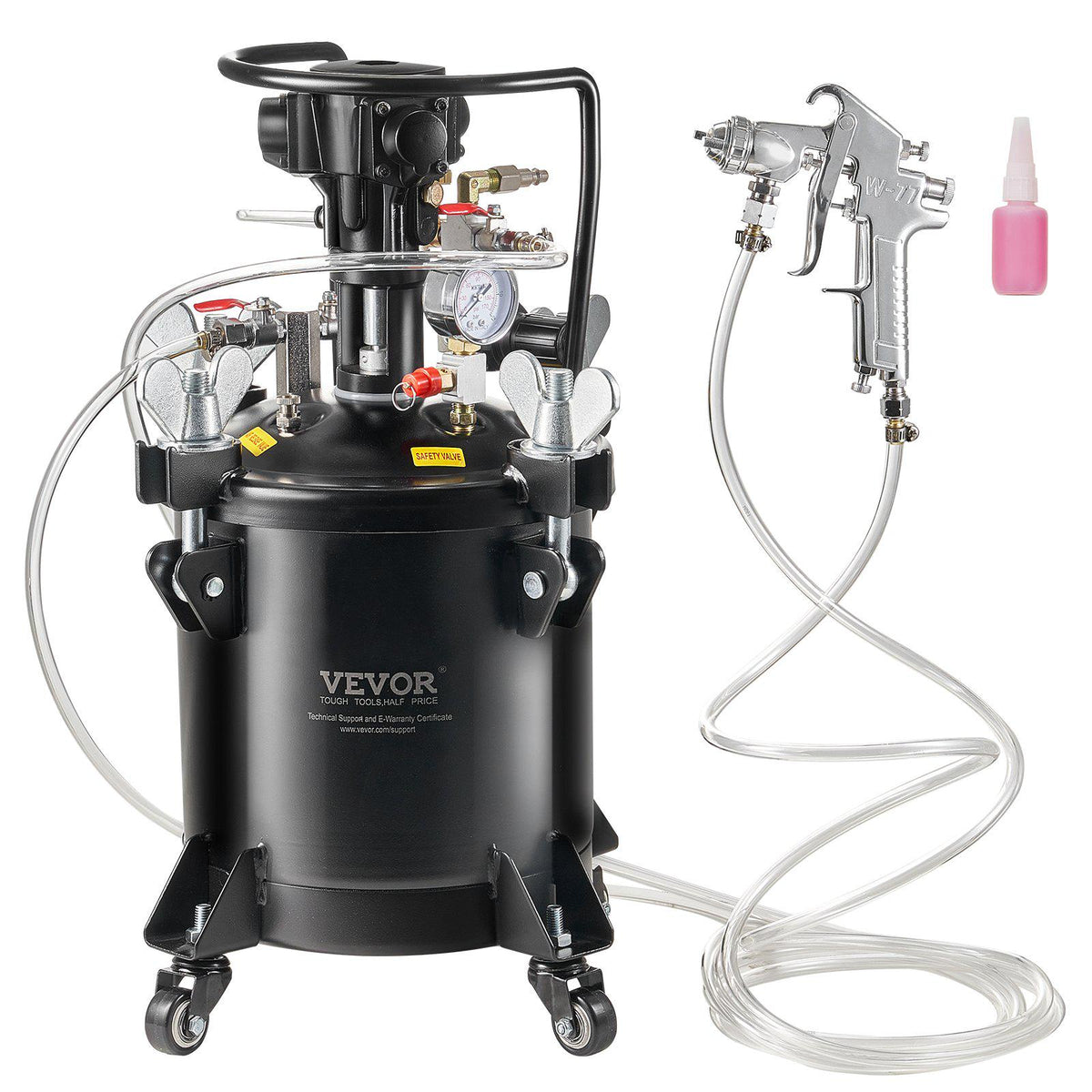 Spray Paint Pressure Pot, 10 L/2.5 gal Fully Automatic Stirring Pressure Pot Tank, 70 psi Adjustale Pressure, Pressure Pot Paint Tank with Spray Gun and Hoses, for Home Decor Industry Painting