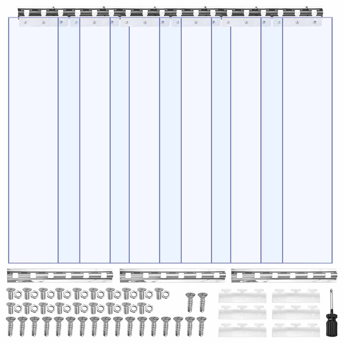 Clear PVC Strip Curtain, 84 in Height x 36 in Width x 0.08 in Thickness, 6 PCS Walk in Freezer Cooler Curtain Strips, Smooth Waterproof Plastic Door Strips for Warehouse, Freezer, Garage Doors