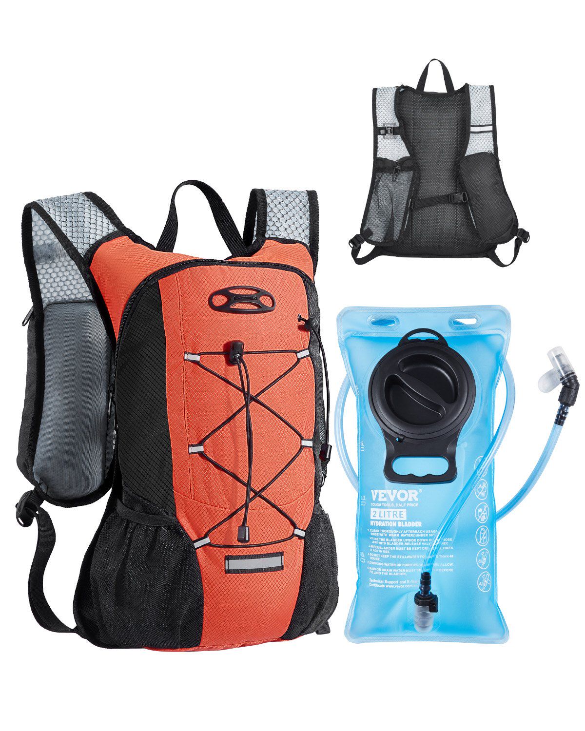 Hydration Backpack with 2L TPU Water Bladder, Hydration Pack Backpack, Lightweight Hiking Water Backpack for Men Women, Hydro Water Daypack for Hiking, Running, Cycling, Camping & Rave