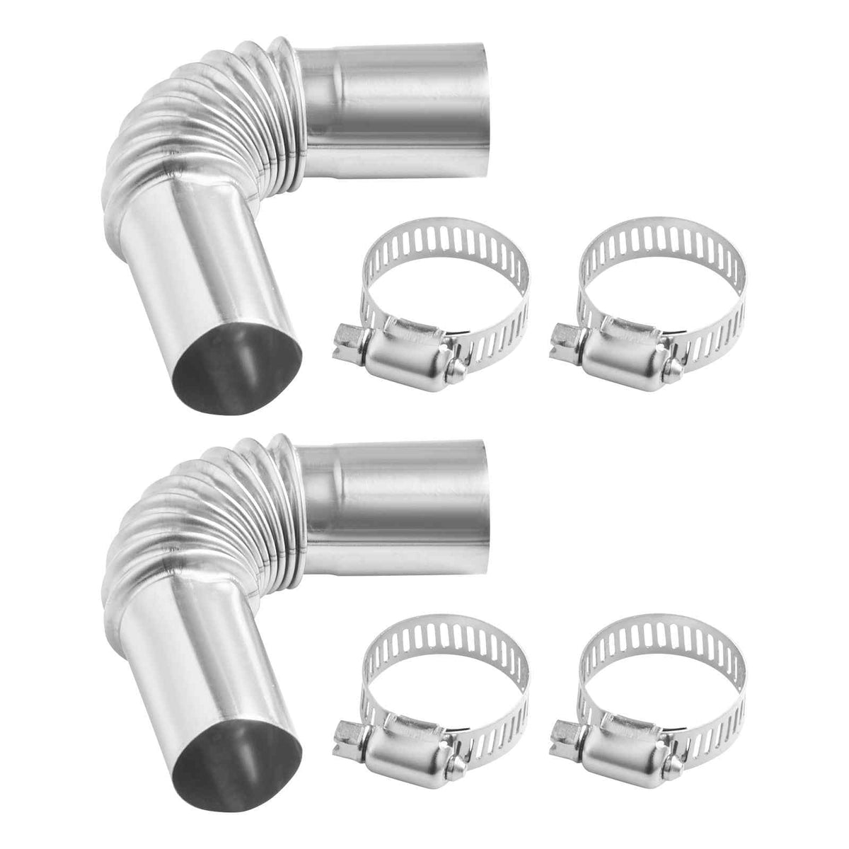 Exhaust Pipe Tube Elbow Connector, 0.98 inch Diesel Heater Exhaust Elbow, Stainless Steel Windproof Cap Gas Water Heater 4 Clamps for 2KW 5KW 8KW Diesel Heater, Diesel Heaters Exhausts Elbows