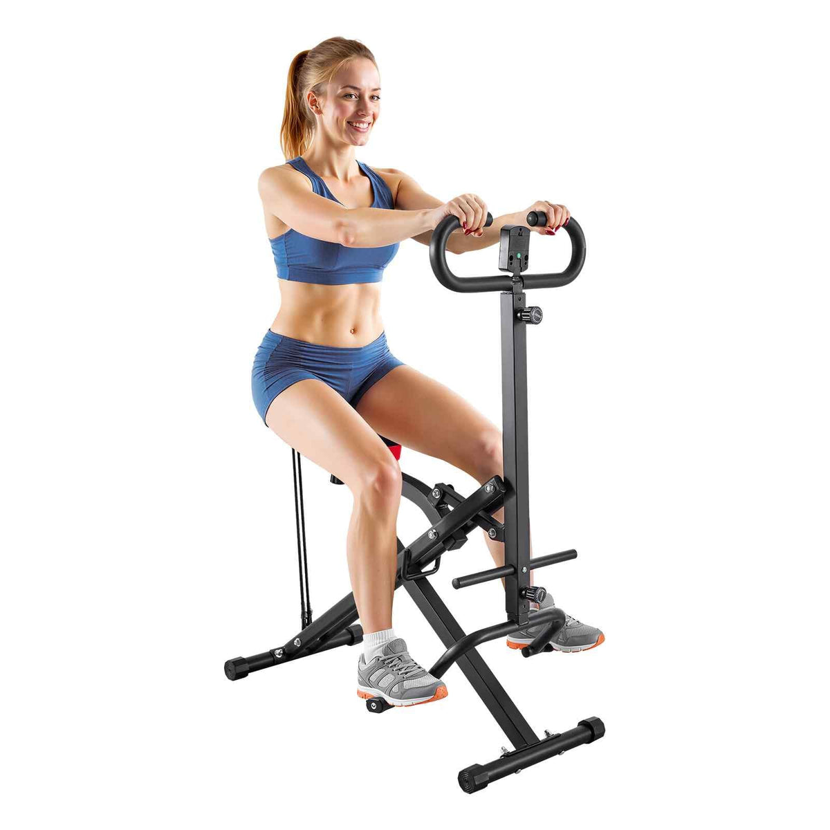 Squat Machine, Deep Squat Rowing Machine for Home, Easy Setup & Foldable Exercise Equipment, Glute Trainer Machine with 2 High-Strength Resistance Bands, Glutes & Leg Home Workout Machine, Black