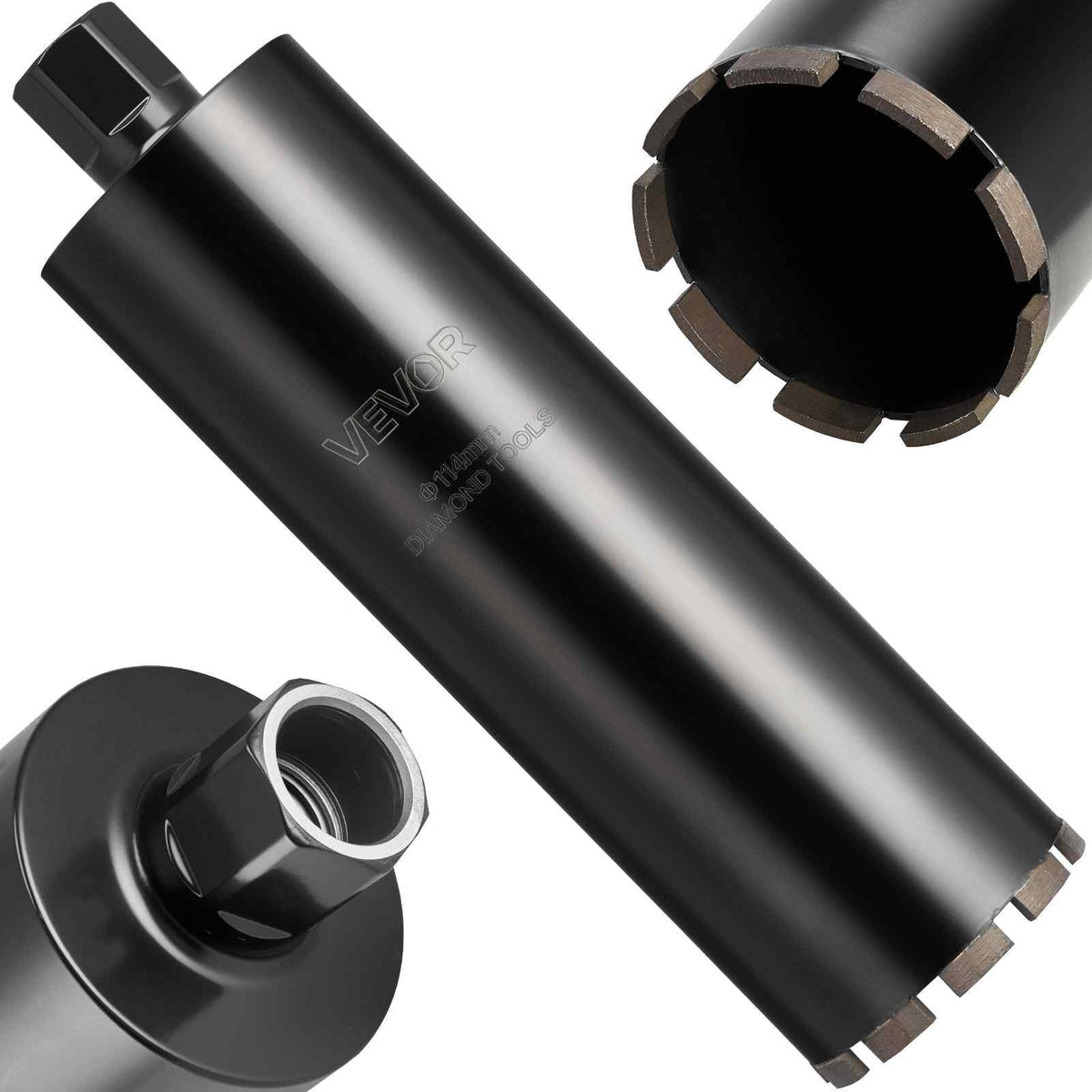 Core Drill Bit, 4-1/2 inch Diameter, 14 inch Drilling Depth, 1-1/4 in-7 Internal Thread, High-Precision Welding Technology, Wet Diamond Core Bit for Reinforced Concrete, Bricks, and Masonry
