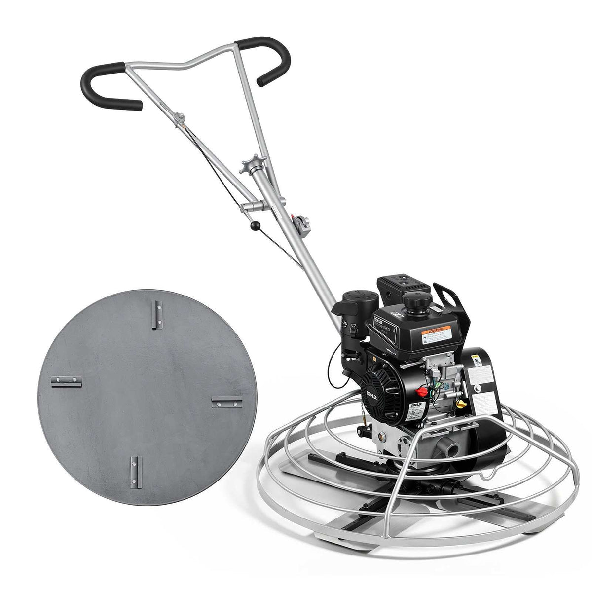 Power Trowel, 38 inch Concrete Finishing Machine with Float Pan, 7HP Kohler Engine, 4 Blades, Adjustable Pitch, Gas-Powered Walk-Behind Cement Surface Finisher for Smooth Floors, Construction