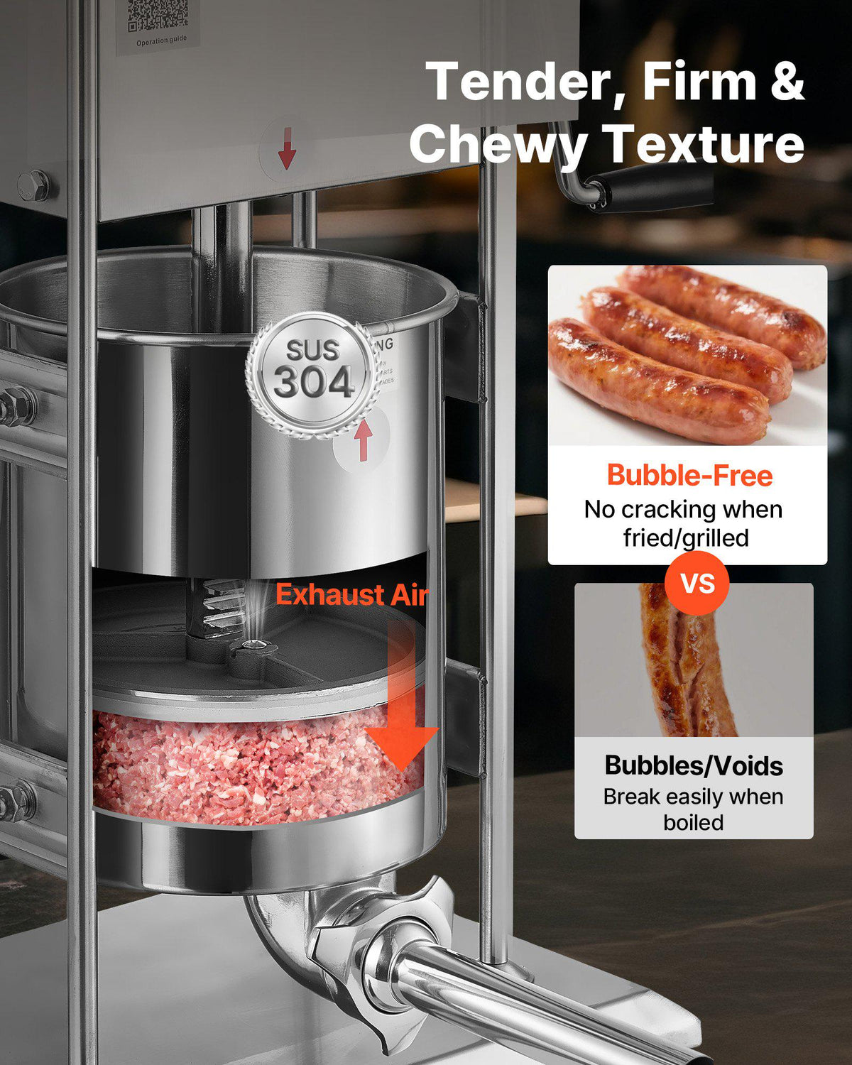 Manual Sausage Stuffer, 22 LBS / 10 L Vertical Meat Stuffer, Dual-Speed Sausage Casing Meat Filling Machine, Stainless Steel Heavy Duty Filler with 5 Stuffing Tubes, for Commercial & Home Use
