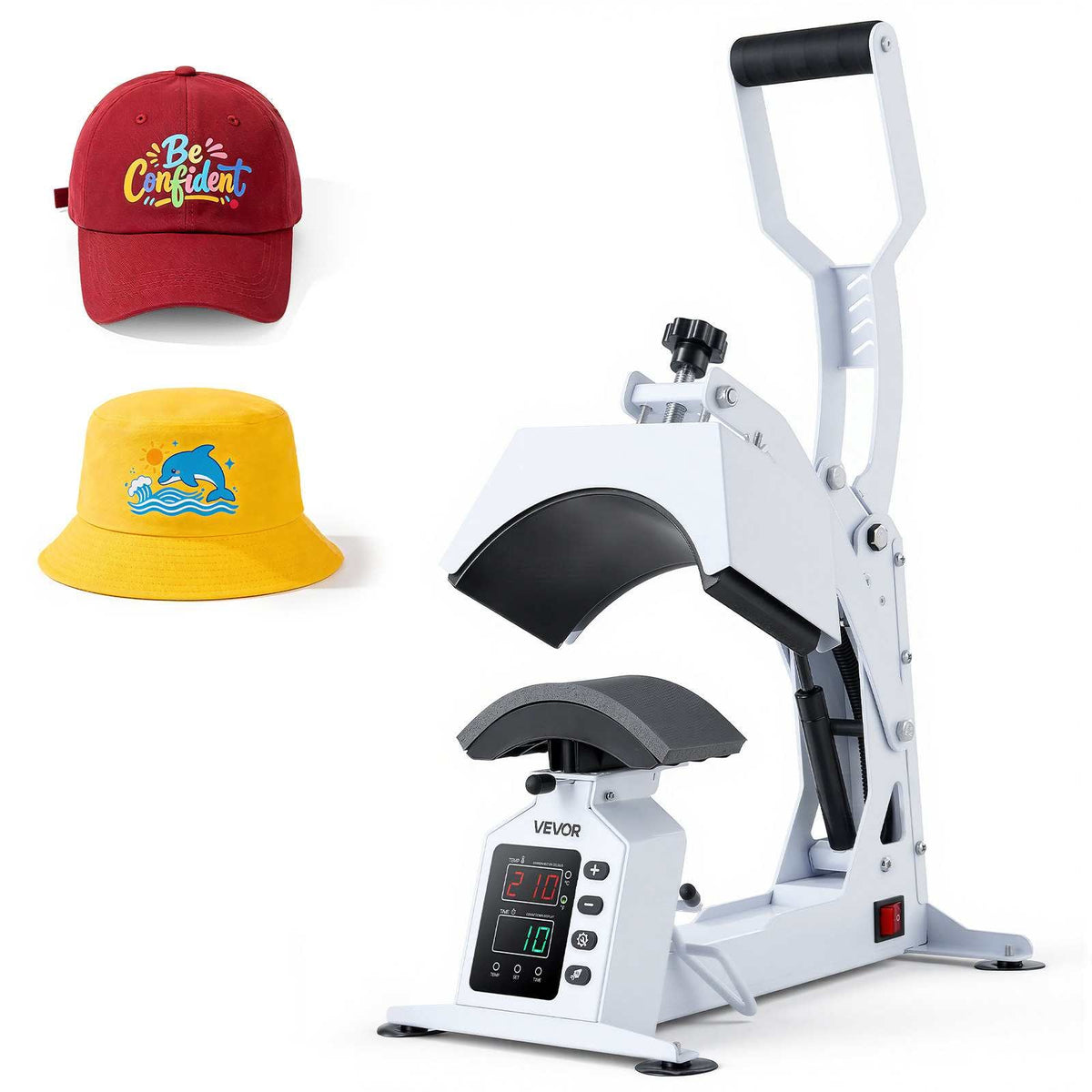 Hat Heat Press Machine, 8.5 x 4 in Large Heating Plate, with Caps Stretcher, Precise Temperature & Time Control, Heat Press for Hats and Caps, for HTV Iron On and Sublimation Projects, White
