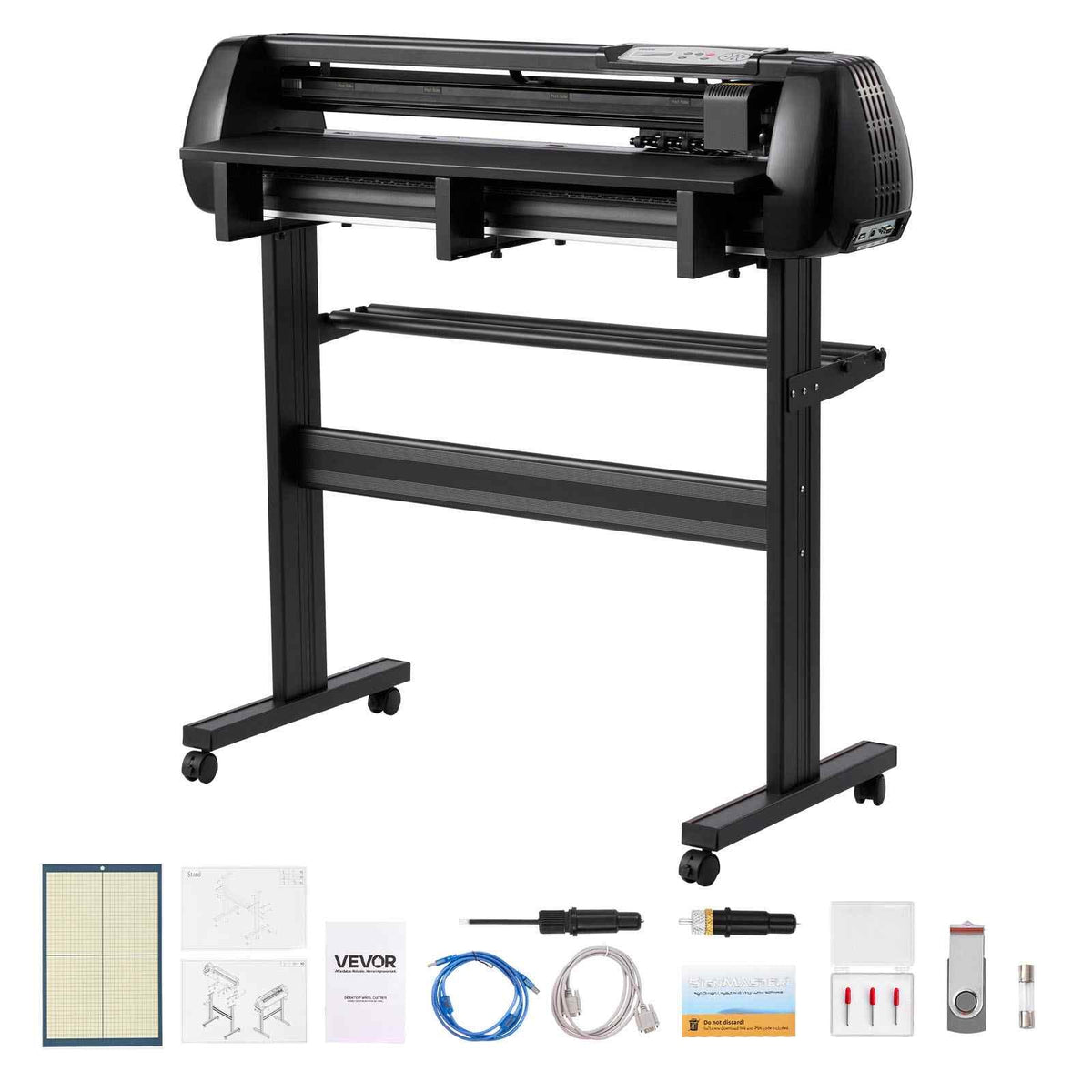 Vinyl Cutter Machine, 34 inch Max Feed Width, Dual Blades, Adjustable Force and Speed, LED Display, Vinyl Plotter Cutter Printer with Signmaster Software for Compatible with Windows and macOS