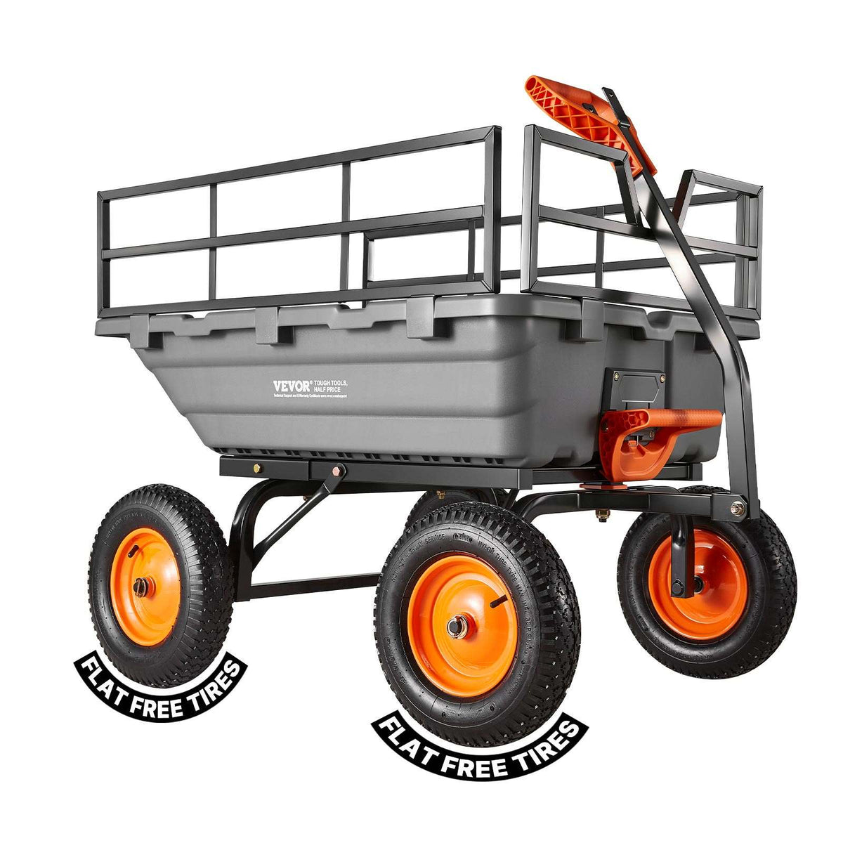Garden Dump Cart, 1500lbs Poly Dump Cart, 15 Cu. Ft. Garden Carts Dumps Wagon with 2-in-1 Convertible Handle, 90° Quick-Dumps Mechanism, Adjustable Handle, Yard Wagon for Plants, Soil, Crops