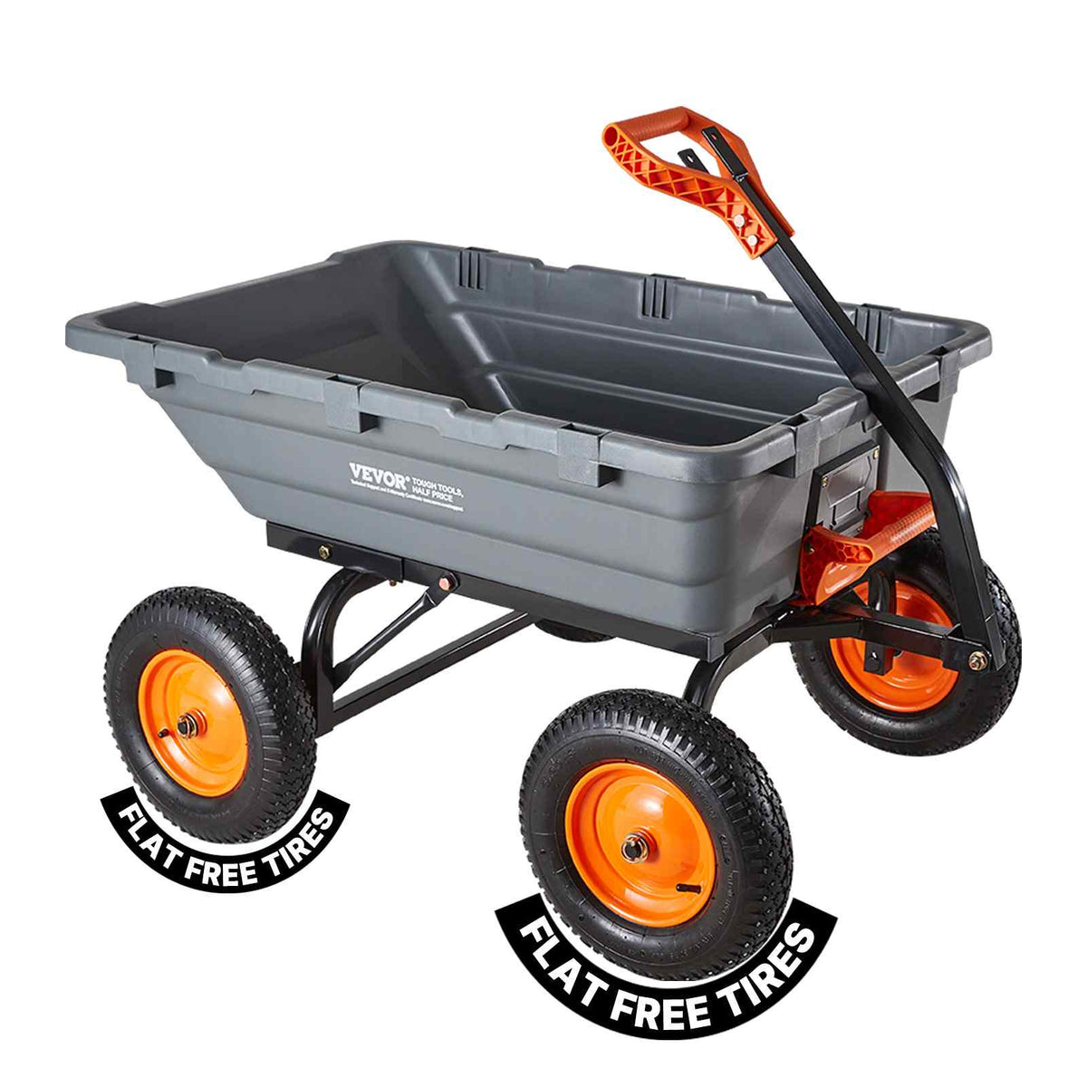 Garden Dump Cart, 1500 lbs Poly Dump Cart, Garden Carts Dumps Wagon with 90° Quick-Dumps Mechanism, Adjustable Handle, 270° Flexible Rotating Bearings, Yard Wagon for Plants, Soil, Crops