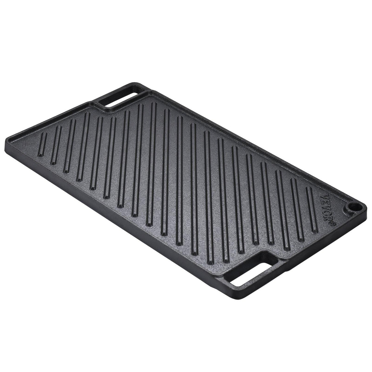 Reversible Grill/Griddle, 9.7"x16.7" Pre-Seasoned Cast Iron Griddle, Rectangular Double Burner Griddle Pan, Non-Stick Family Pan Cookware with Handles, Flat Top Plate for BBQ, Gas Grill, Black