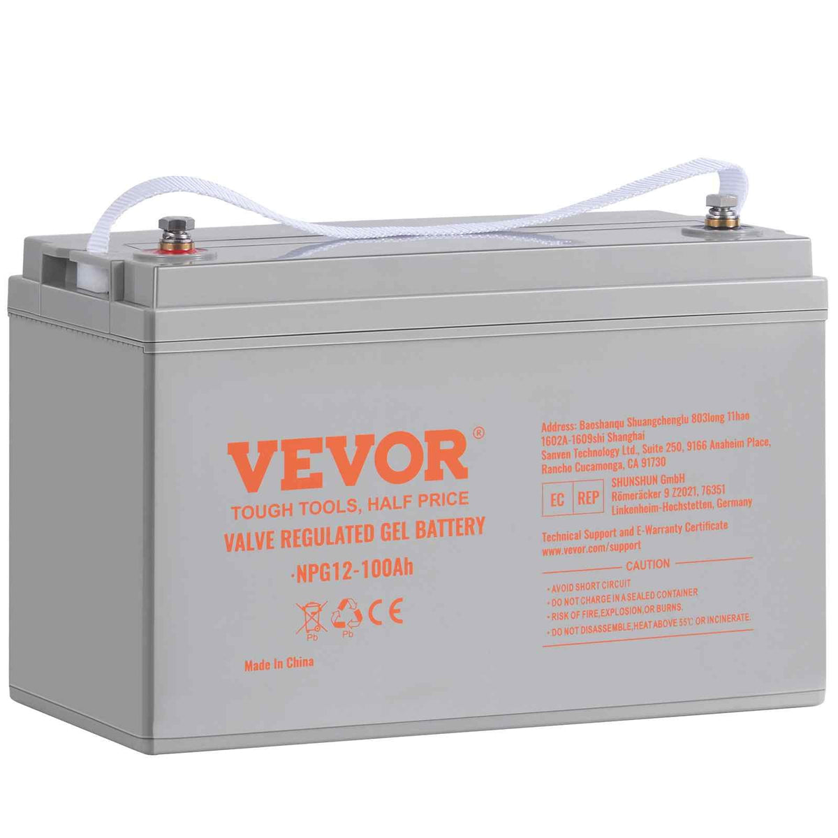 Deep Cycle Battery, 12V 100 AH, AGM Marine Rechargeable Battery, High Self-Discharge Rate 800A Current, for RV Solar Marine Off-Grid Applications UPS Backup Power System