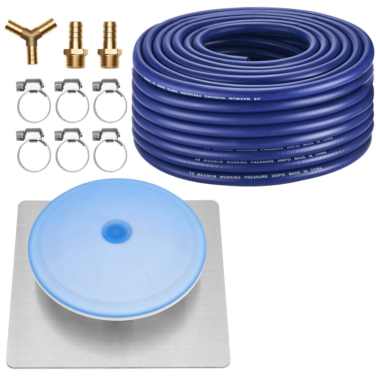 Pond Aerator Air Diffuser & 3/8 in Self Sinking Aeration Hose Kit, 8in Silicone Lake Aeration Diffuser with 100ft Flexible Pond Aerator Hose Kit for Ponds Lakes Water Gardens