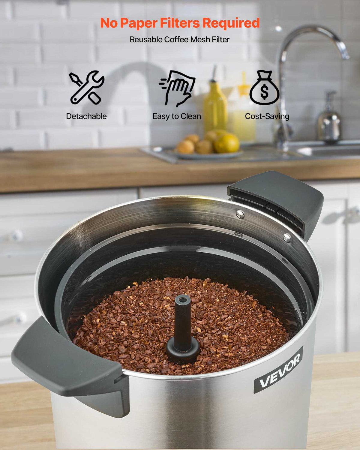 Commercial Coffee Urn, 100 Cup 15 L Hot Beverage Dispenser with Dripless Faucet, Quick-Brewing Stainless Steel Large Commercial Coffee Maker, for Catering, Business, Party, Church & Restaurant