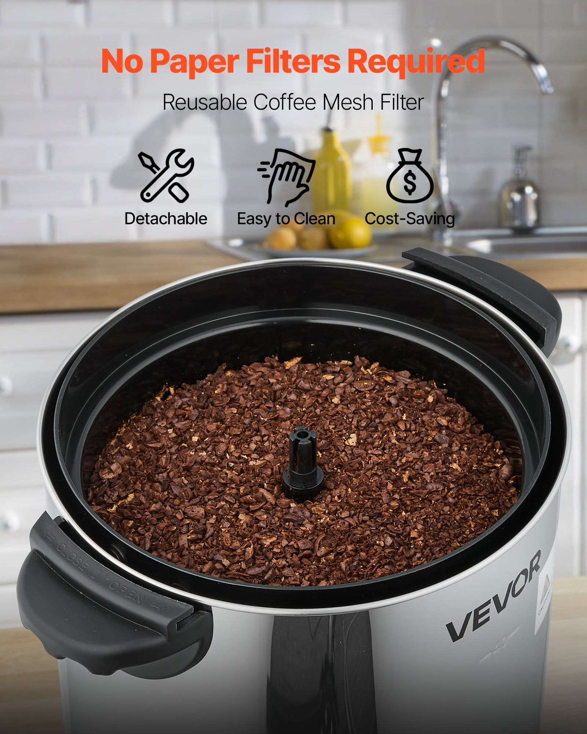 Commercial Coffee Urn, 40 Cup 6 L Hot Beverage Dispenser with Dripless Faucet, Quick-Brewing Commercial Coffee Maker, with Stainless Steel Liner, for Catering, Business, Church & Restaurant