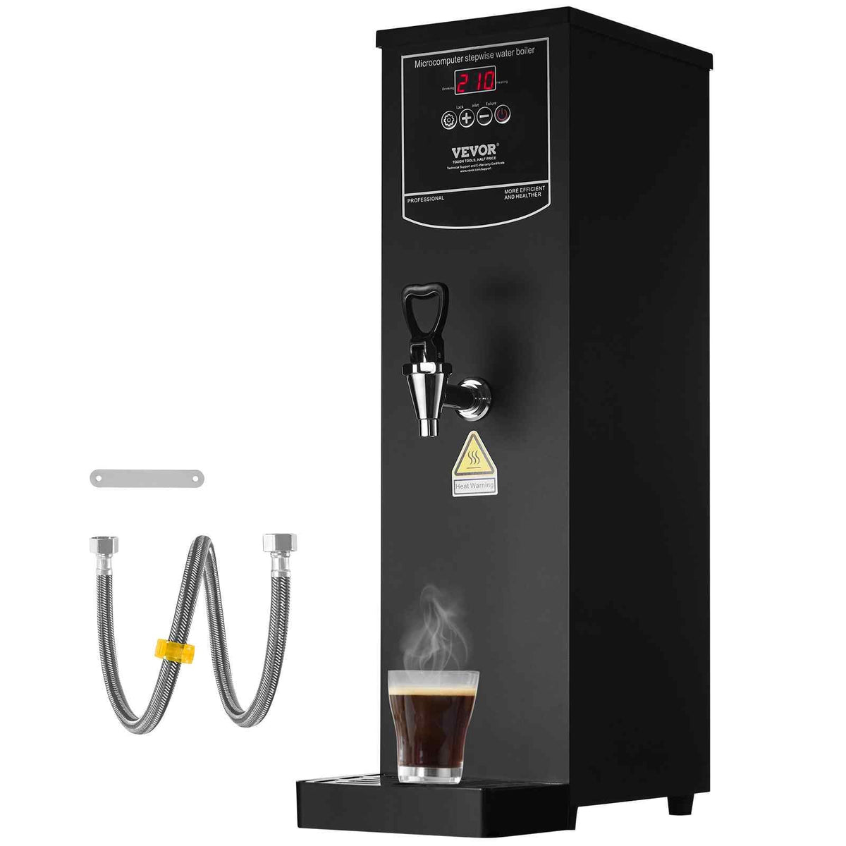 Commercial Water Boiler, Electric Hot Water Dispenser with 316 Stainless Steel Heating Tube, 1500W Step-by-step Fast Heating 50L per Hour Hot Water Boiler, for Coffee Tea Restaurant Office