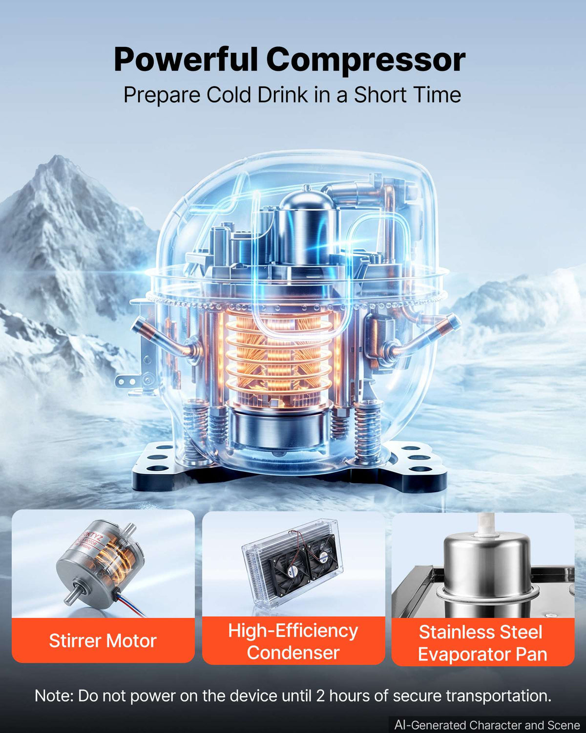 Commercial Beverage Dispenser 2 Tanks 10 L / 10.6 QT Per Tank, Stainless Steel Juice Dispenser, Ice Tea Drink Machine with 45℉ to 54℉ Cooling Temperature, for Cold Drink Restaurant Bar Party