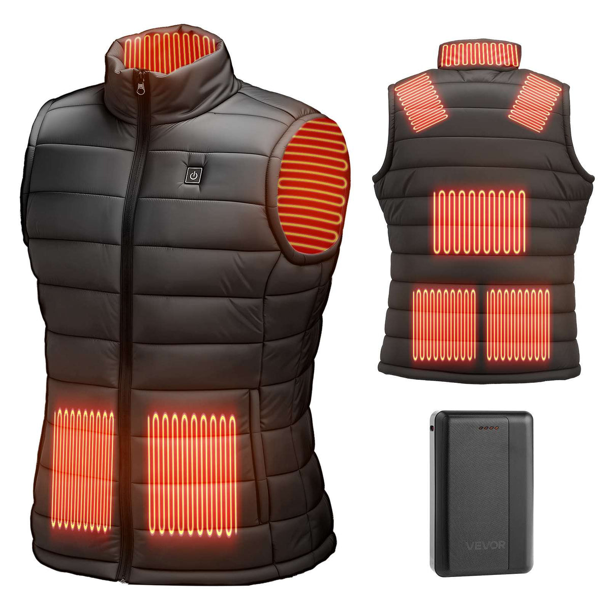 Heated Vest, Men Electric Heating Vest with 16000 mAh Battery Pack, 8 Heating Zones Lightweight Rechargeable Winter-Vest with 3 Levels, for Outdoor Hiking Camping Fishing Skiing, Size L