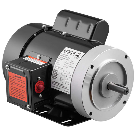 0.5 HP Electric Motor, 1725RPM Air Compressor Motor, CW/CCW Rotation, 5/8 inch Shaft Diameter, 1.88inch Shaft Length, 2.07N.m Torque, Single-Phase, TEFC Cooling, 115V/230V, 56 Frame
