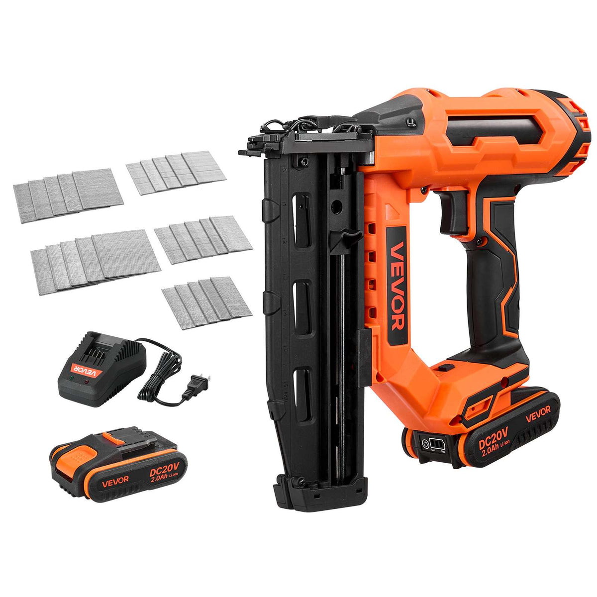 Cordless Finish Nailer 20V 16GA Straight Cordless Nailer with Battery, Drives 1-1/4" to 2-1/2" Nails, with 1500 Nails, 2.0Ah Lithium-Ion Battery and Charger, with Ergonomic Handle, Lightweight