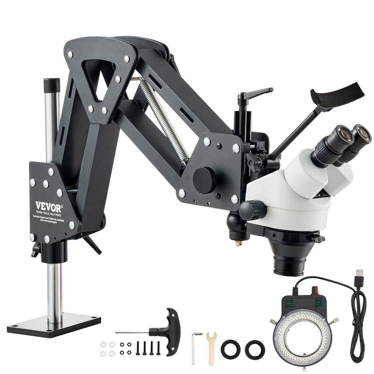 Multi-Directional Microscope with Spring Bracket, 7X-45X Magnification Jewelry Microscope, Micro Jewelry Inlaid Stand with Integrated USB Ring LED Light, Jewelers Microscope for Jewelry Inlay