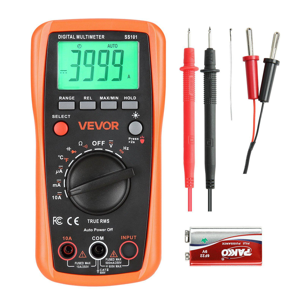 Digital Multimeter, 4000-Count TRMS DC/AC Voltmeter Current Tester, Auto-Ranging Multimeter for Current Voltage Resistance Capacitance Temperature Diodes Continuity Duty-Cycle Measurments