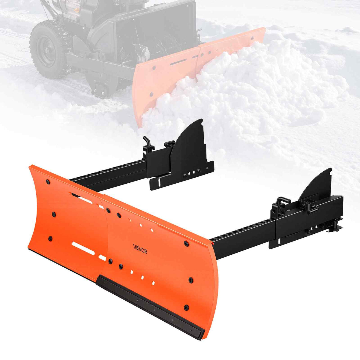 Snow Plow Kit 22 to 32 in Width Adjustable Universal Plow Attachment, for Most Snowblowers, Dual-Mode Operation, Quick to Detach, Foldable Steel Scrape Blade, Efficient Snows Clearing, Black
