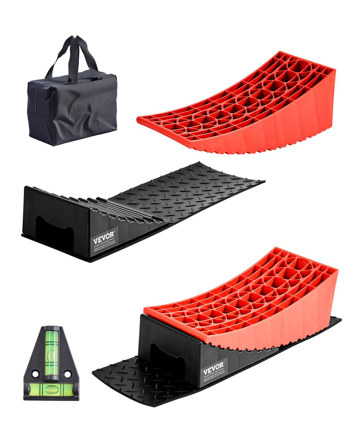 Camper Levelers, 2 Pcs RV Leveling Blocks, up to 8818.5lbs Camper Wheel Chocks, Max. 4" Leveling Height Heavy Duty Curved Levelers, RV Camper Leveler Kit with Anti-Slip Mat Carrying Bag Level