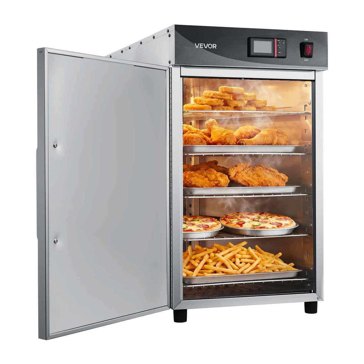 Electric Hot Box Food Warmer, 5-Tier Commercial Warming Cabinet with Water Tray, Single-Door and Adjustable Shelves, Stainless Steel Food Warmer Cabinet, for Restaurant, Kitchen, Pizza, Chicken