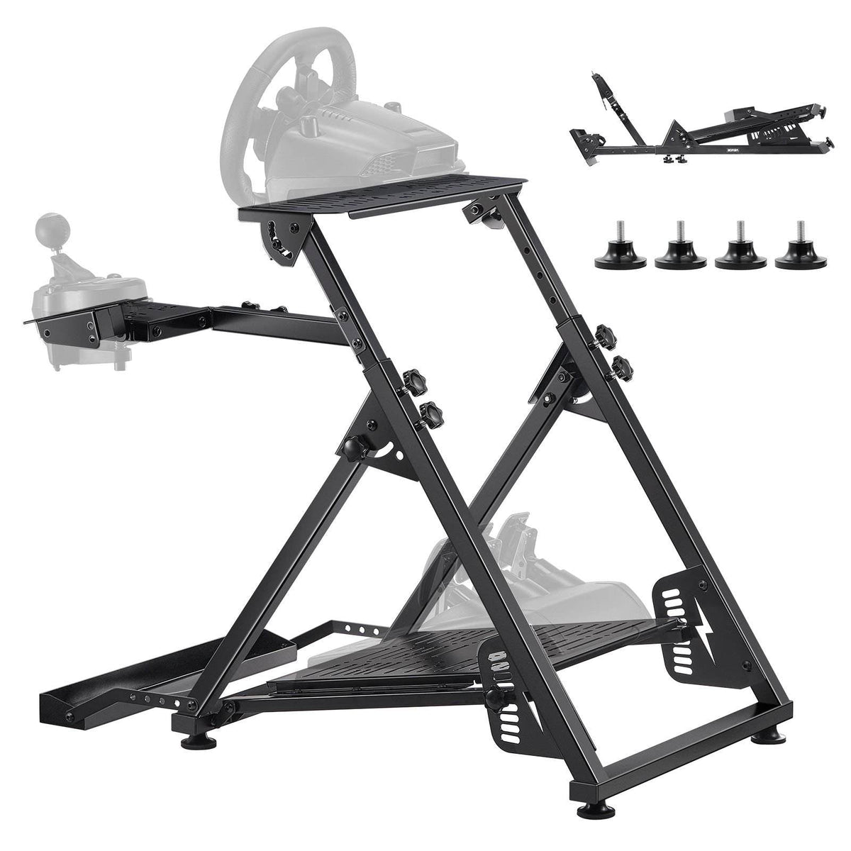 Racing Wheel Stand, Adjustable & Foldable Simulator Stand for Logitech G923 G920 G29 G27, Thrustmaster T300RS TX F458 T500RS T3PA-PRO(F1/GT) Gaming Cockpit,Pedals Simulator NOT Included
