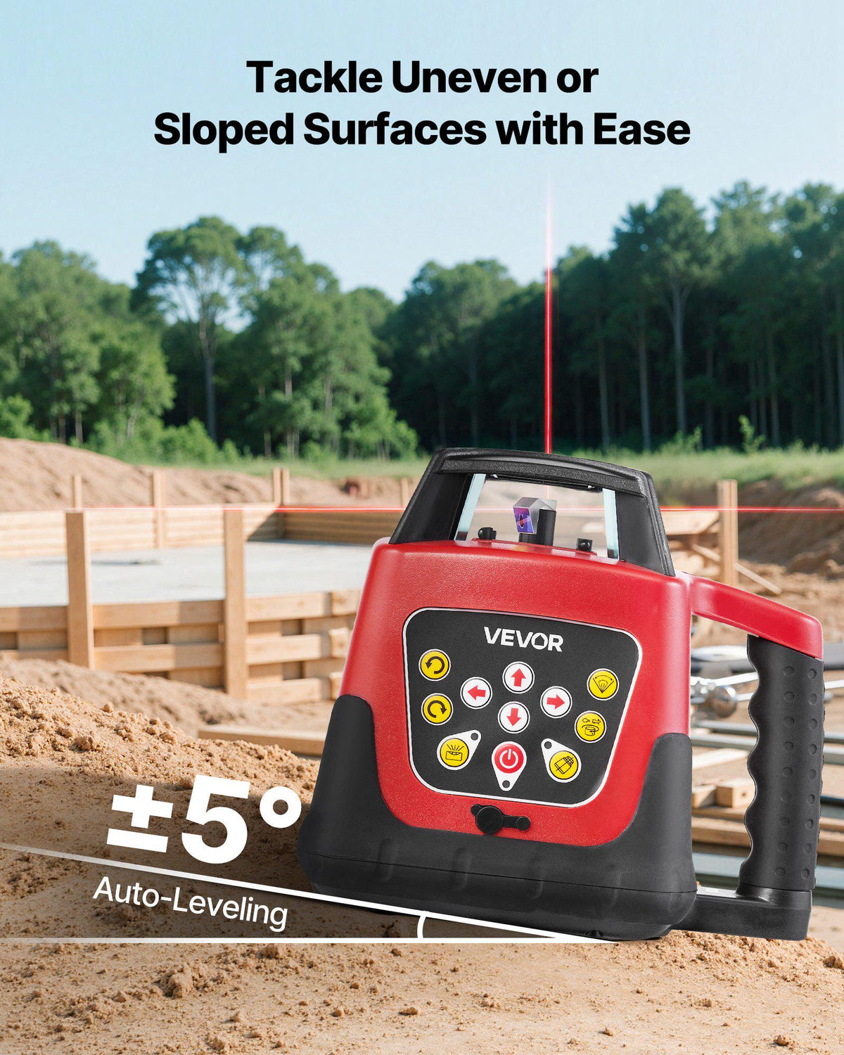 Rotary Laser Level Kit, 1650ft 360-Degree Self Leveling Red Horizontal Laser Transit,with Tripod,Receiver,Remote Control, Scale,Toolcase, IP66 Waterproof, 0.80in/100ft Precision for Construction