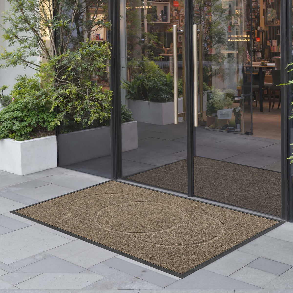 Front Door Mat, 47 x 32 in Commercial Floor Mat for Indoor and Outdoor, Modern Stylish Carpet with TPE Backing, Heavy Duty Washable Entry Industrial Rug for Hallway, Balcony, Garage, Brown