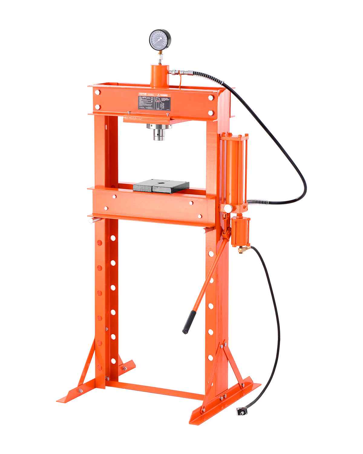 Hydraulic Shop Press, 30 T H-Frame Pneumatic Shop Press with Press Plate & Triangular Support, Stable Garage Floor Adjustable Hydraulic Press with Relief Valve, Fit for Bending & Straightening