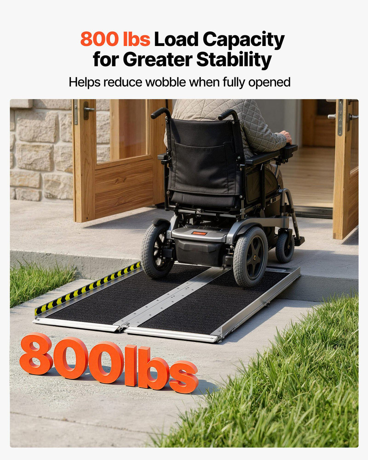Portable Accessibility Ramp, 4FT, Non-Slip Aluminum Folding Ramp for Mobility Chair, 800 lbs Capacity, Door Threshold Ramps for Home Steps, Stairs, Entry, Threshold, Doorways, Scooter, Curbs