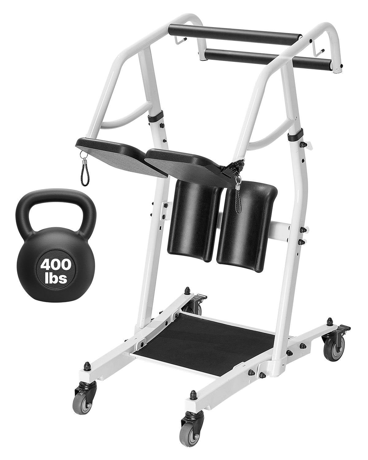 Stand Assist Patient Lift, Easy Sit-to-Stand Transfer Chair for Seniors Disabled - with Adjustable Knee Pads, PU Seat Pad & Lockable Wheels, 400 lbs Strong Capacity for Home Nursing Care