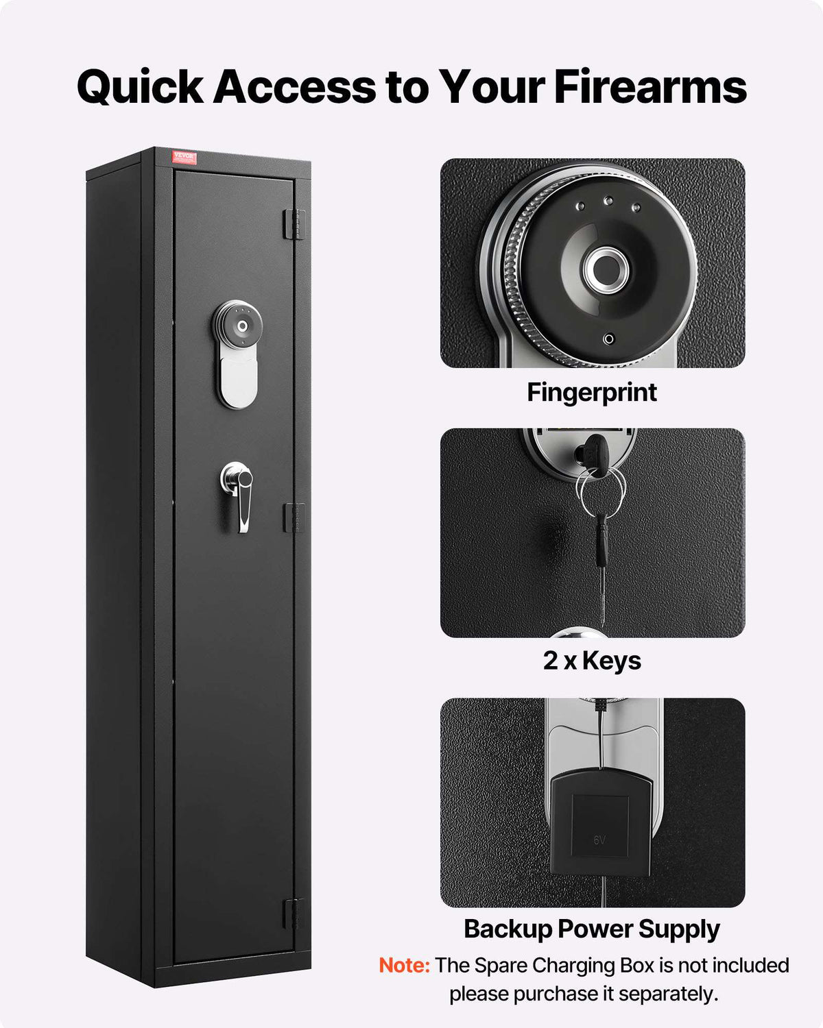 Gun Safe, Heavy Duty Cold-Rolled Steel Fireproof Rifle Cabinet with Fingerprint, Digital Keypad & Key, Large Long Gun Cabinet with Magazine and LED, Adjustable Racks for Rifles, Pistols, Shotgun