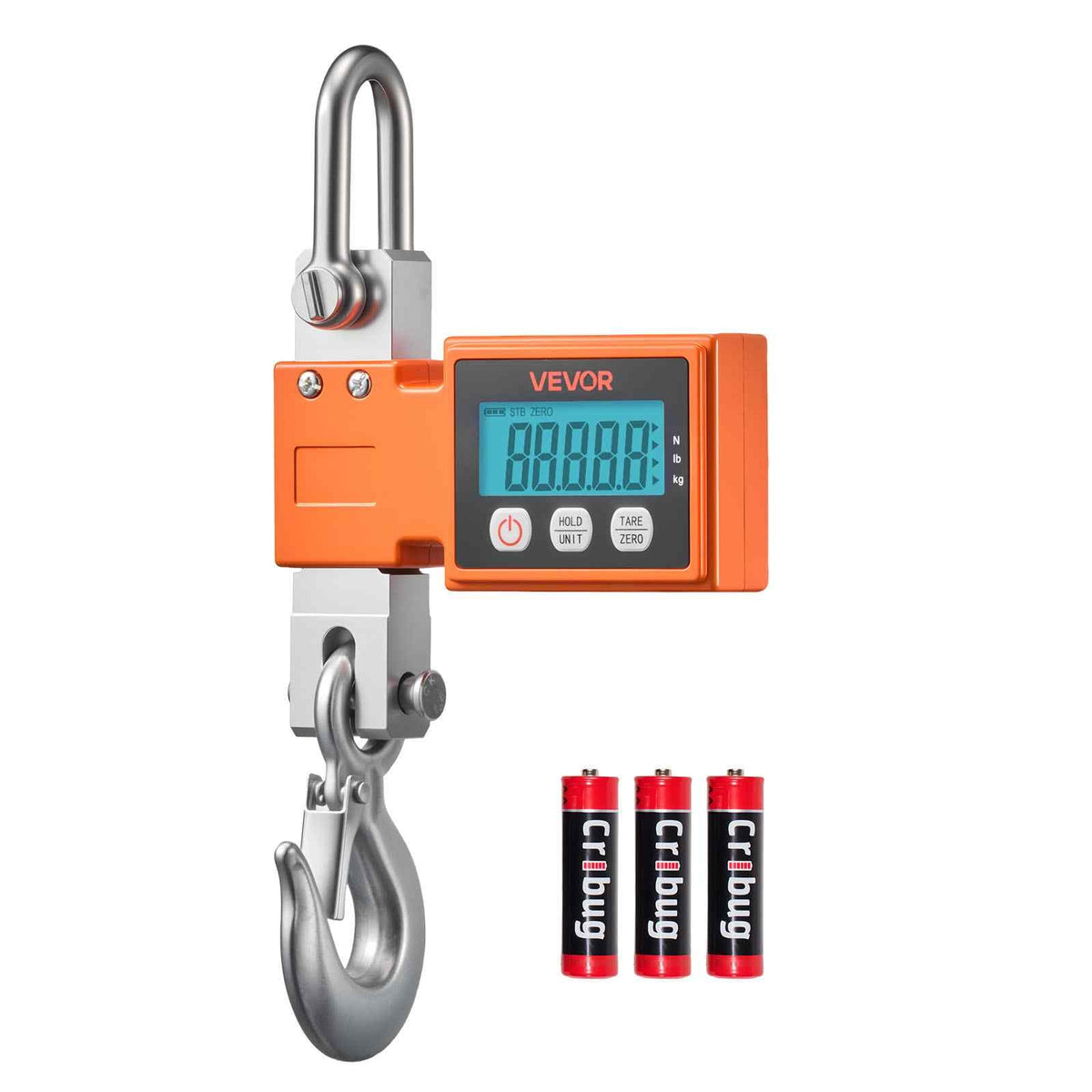 Digital Crane Scale, 1100 lbs/500 kg Max Capacity, Heavy Duty Industrial Hanging Scale with Cast Aluminum Case & LCD Display, 0.2 lbs Division & 3 Unit Switch, Auto-Off Setting for Garage