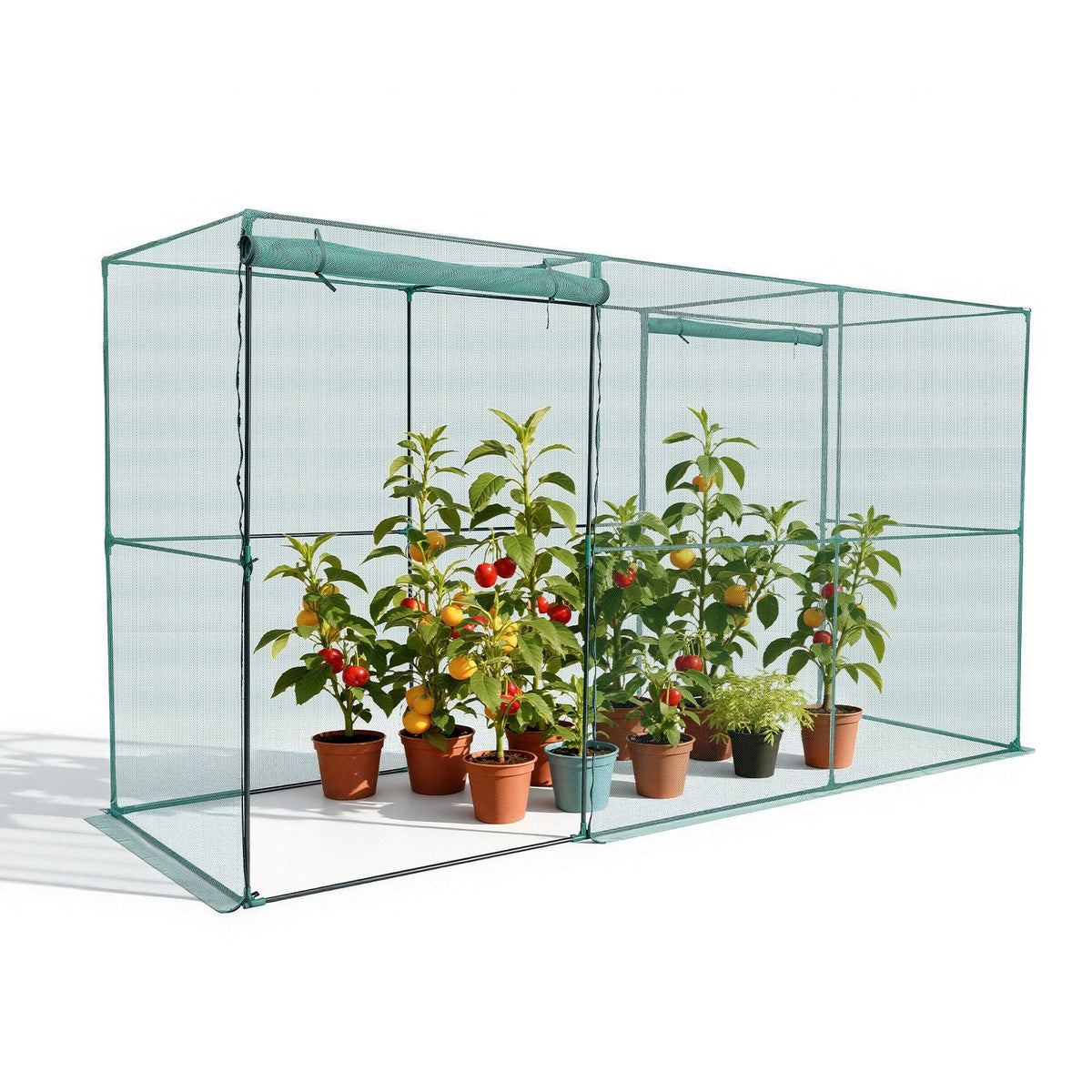 Crop Cage, 11.6 x 3.9 x 6.3 ft Plant Protection Tent with Zippered Door, Wind-Resistant Tall Crop Cage, Easy to Install, Outdoor Raised Bed Cover, Tomato Plant Netting for Garden Patio Lawn