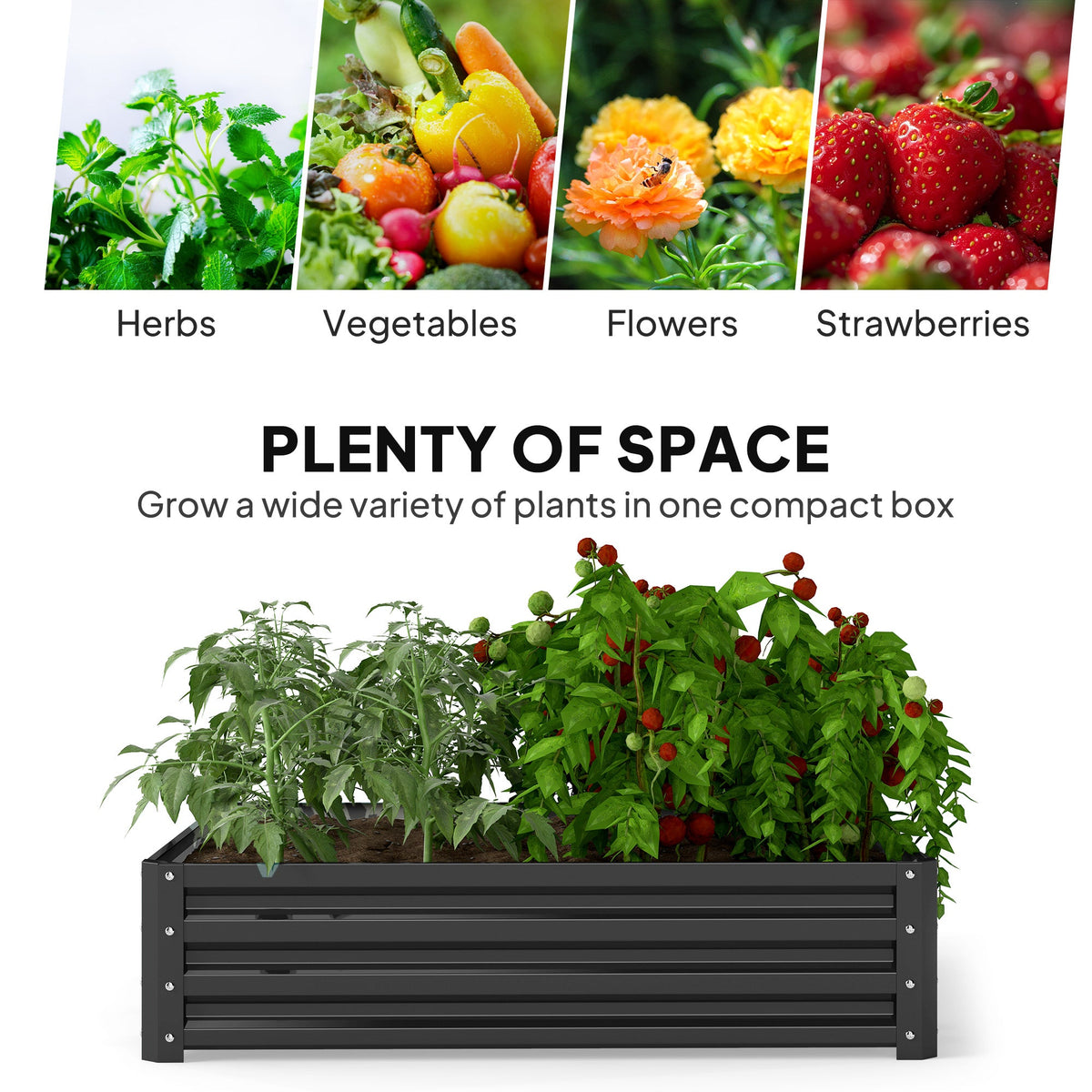 Galvanized Raised Garden Bed, 4' x 4' x 1' Metal Planter Box, for Growing Vegetables, Flowers, Herbs, Succulents, Gray